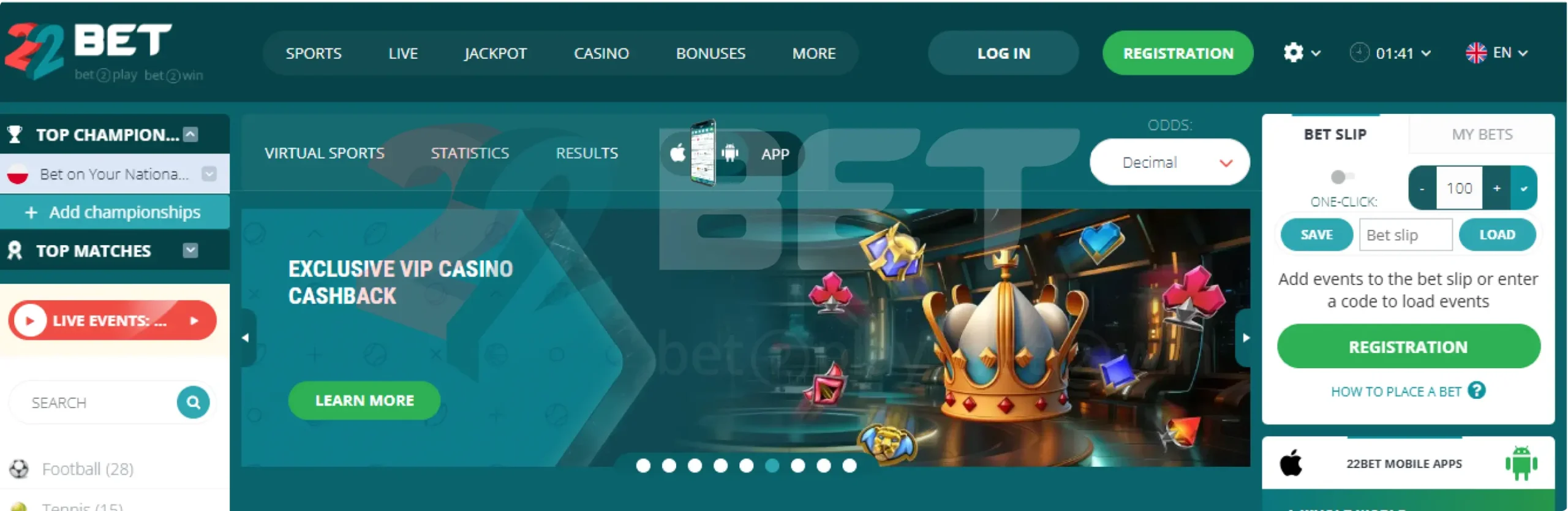 22Bet Online-Buchmacher
